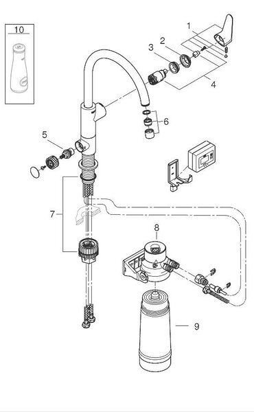 GROHE Blue Pure BauCurve Кухненски смесител + филтрираща система