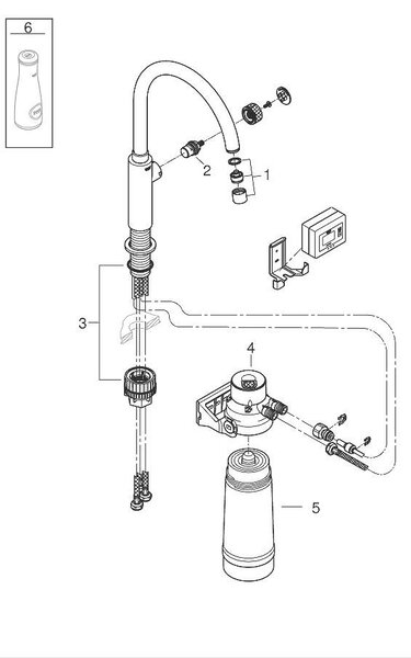 GROHE Blue Pure Mono Кухненски смесител, комплект с филтър