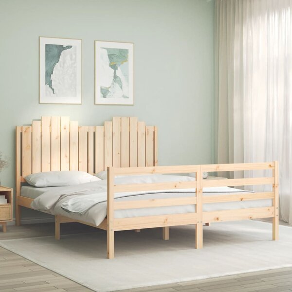 VidaXL Рамка за легло с табла 5FT King Size масивно дърво