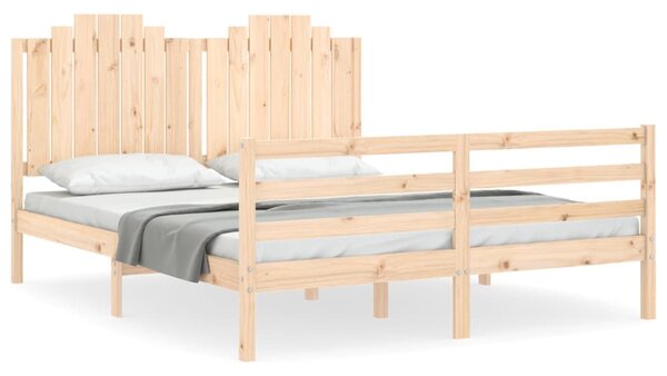 VidaXL Рамка за легло с табла 5FT King Size масивно дърво