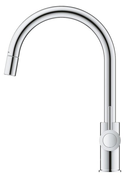 Кухненски смесител BAUCLASSIC с висок издърпващ се душ-аератор