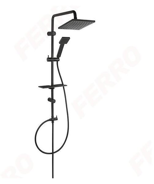 Душ колона за свързване към смесител Squerto Lux Black, черен мат, квадратна душ пита