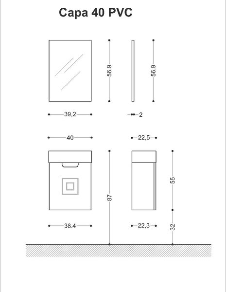 Комплект мебели за баня Сара 40 PVC - Висота