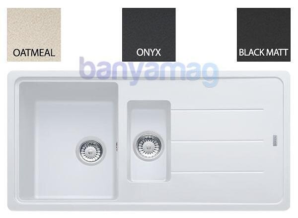 Гранитна мивка Inset, 2 корита, 970×500 мм, реверсивен отцедник