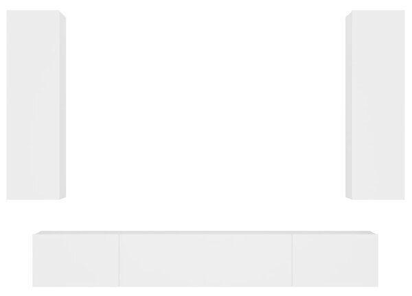 VidaXL Комплект ТВ шкафове от 4 части, инженерно дърво, бял гланц