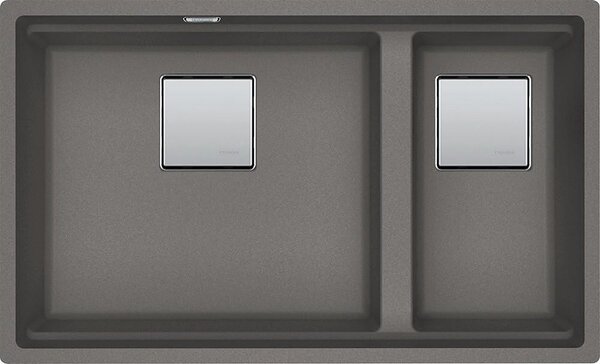 Гранитна мивка под плот Mythos Kubus, две корита, 760х460, цвят Stone Grey