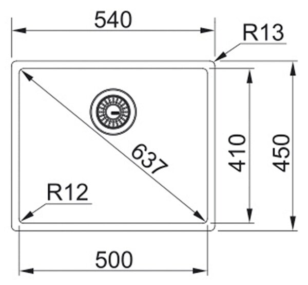 Мивка от неръждаема стомана Franke Box, под плот, 540×450 мм