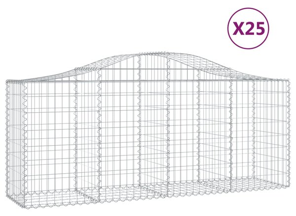 VidaXL Габионни кошници арка 25 бр 200x50x80/100 см поцинковано желязо