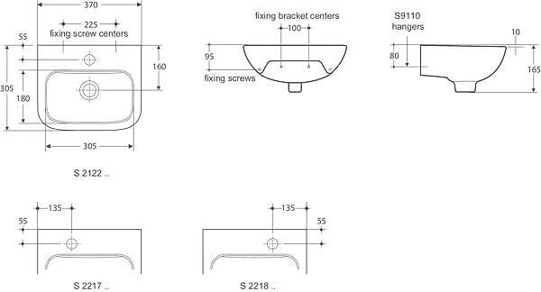 Contour умивалник за здравни заведения (болници) 37 см