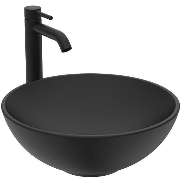 Strada "O" кръгла мивка за монтаж върху плот Ф41 cm, черен мат
