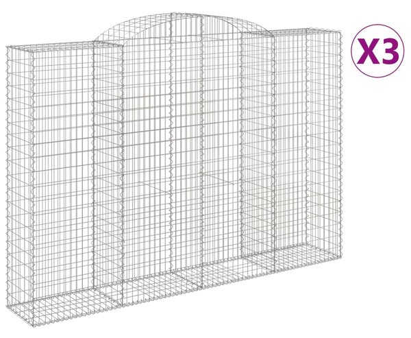 VidaXL Габионни кошници арка 3 бр 300x50x200/220 см поцинковано желязо