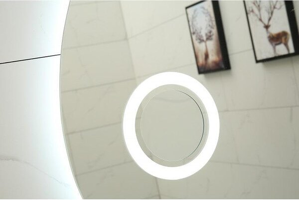 LED огледало за баня с нестандартна форма, с увеличителна част, 120/70 см