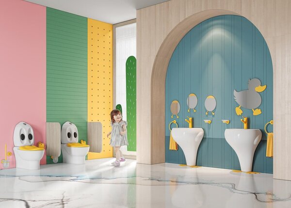 Детски умивалник тип "тотем" с жълти патешки крака Ducky Kids