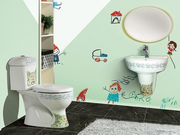 Детски WC комплект (моноблок) с хоризонтално (задно) оттичане Kids