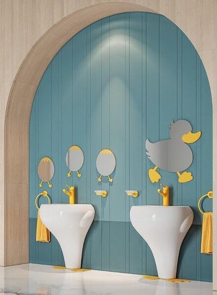 Детска стъклена сапунерка Ducky Kids, цвят жълт