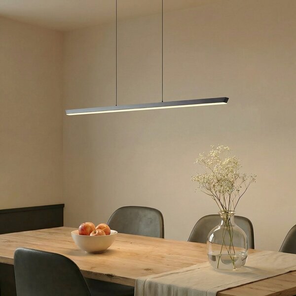 Lucande LED висяща лампа Solvar, 117 cm, черна, CCT, с регулируема яркост, Затъмняване, Черен, Дневна/трапезария, Метал, Модерен