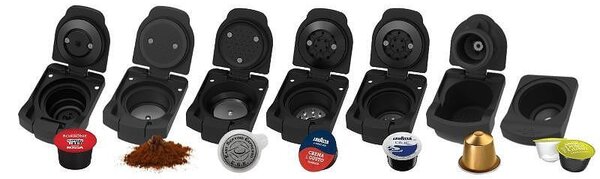 Еспресо машина 7в1 Crown CCM-1530B, 1400 W, 20 bar, 0.9 л, 7 адаптера, LED индикатори, Контрол дължината на кафето, Черен
