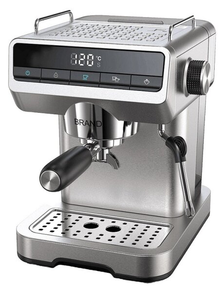 Еспресо машина Finlux FEM-1866, 1150W, 20 bar, 1.2 л, Крема диск, Цифров дисплей, Инокс