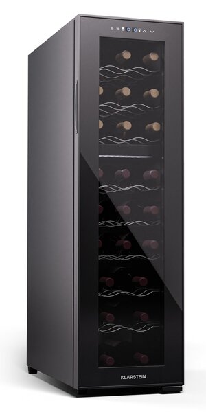 Klarstein Shiraz 24 Uno, охладител за вино, 2 зони, 75 л/24 бутилки, 5-18 °C, сензорно управление
