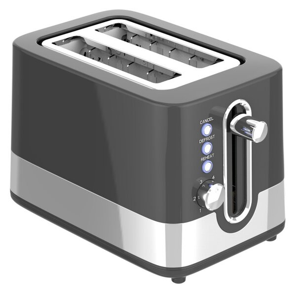 Тостер за хляб Oliver Voltz OV51440I, 800W, 6 степени, Центриране, Тавичка за трохи, Черен/инокс