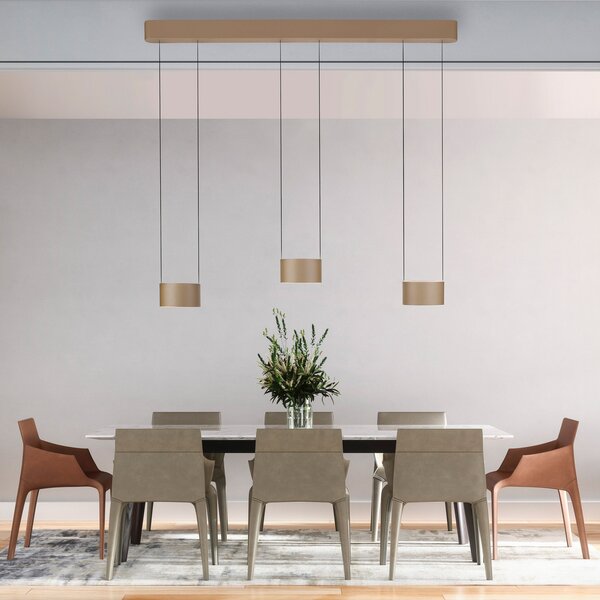 PURE LED висяща лампа Clipse, бронз, дължина 110 cm, CTT, 6-flg, Затъмняване, Бронзов / античен месинг, Дневна/трапезария, Метал, Модерен