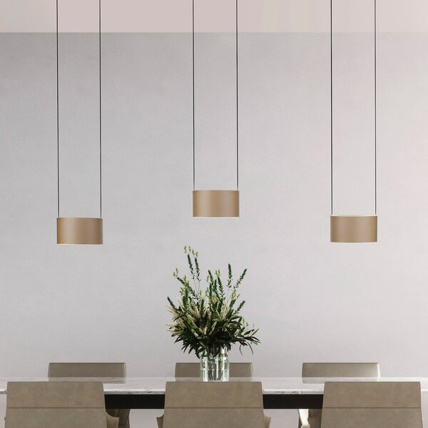 PURE LED висяща лампа Clipse, бронз, дължина 110 cm, CTT, 6-flg, Затъмняване, Бронзов / античен месинг, Дневна/трапезария, Метал, Модерен
