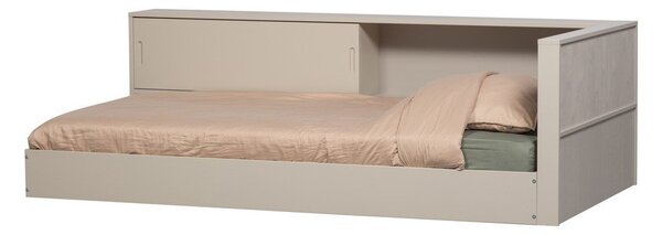 Сиво/бежово единично легло от масивен бор без ламелно дъно 90x200 cm Carter – WOOOD