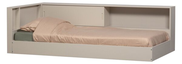 Сиво/бежово единично легло от масивен бор без ламелно дъно 90x200 cm Carter – WOOOD