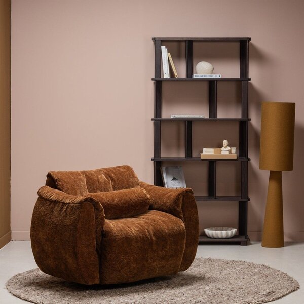 Тъмнокафява библиотека от масивен дъб 90x186x30 cm Riss – WOOOD