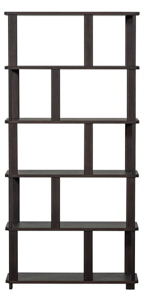 Тъмнокафява библиотека от масивен дъб 90x186x30 cm Riss – WOOOD