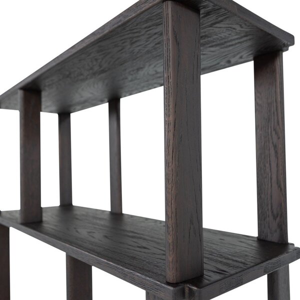 Тъмнокафява библиотека от масивен дъб 90x186x30 cm Riss – WOOOD