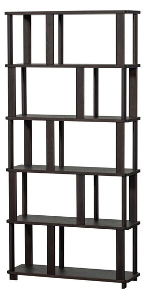 Тъмнокафява библиотека от масивен дъб 90x186x30 cm Riss – WOOOD