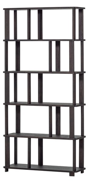 Тъмнокафява библиотека от масивен дъб 90x186x30 cm Riss – WOOOD