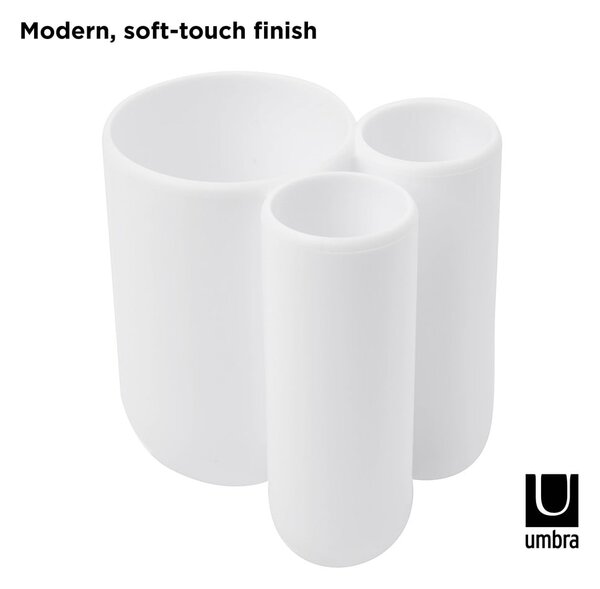 Бяла пластмасова чаша за четки за зъби Touch - Umbra