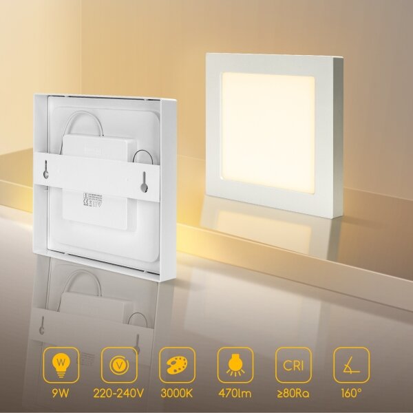 Aigostar - LED таванен плафон за повърхностен монтаж LED/9W/230V 3000K 12,2x12,2 cm бял