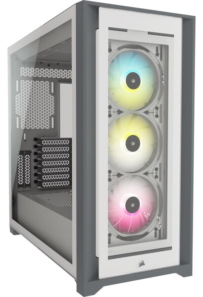 CORSAIR iCUE 5000X RGB Tempered Glass Mid-Tower ATX PC Smart Case — White