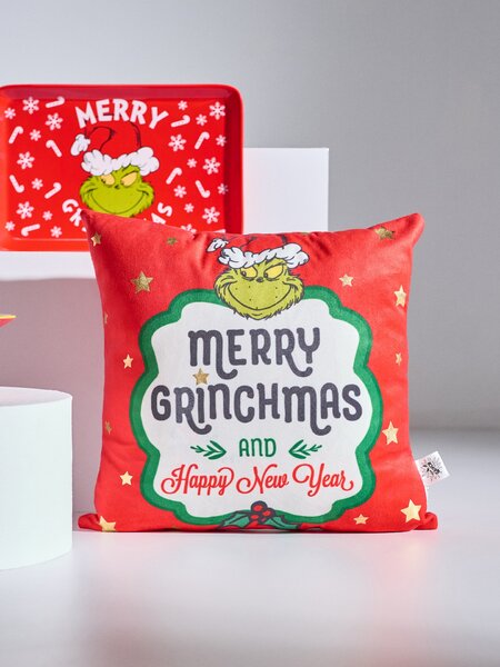Sinsay - Възглавница с коледен мотив Grinch - червeн