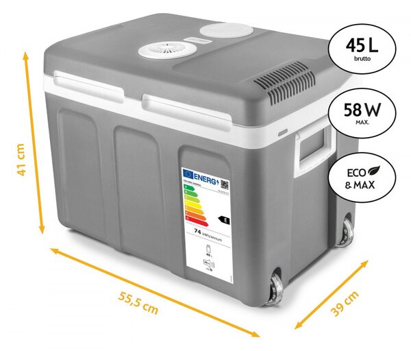 Електрическа хладилна кутия First Austria FA-5170-2-USB, 58W, 40 л, Клас F, 240/12V, USB, Вътрешна организация, Сив/бял