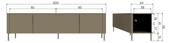 Кафяво-сива маса за телевизор от масивен бор 154x56x44 cm Gunnar – WOOOD