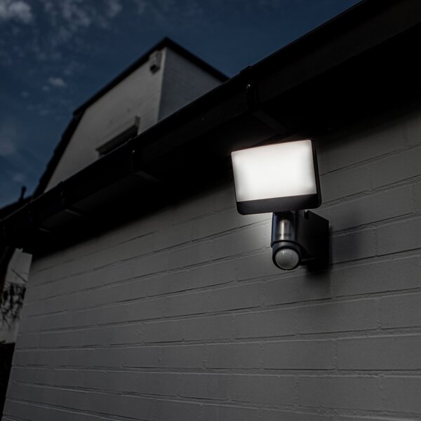 LUTEC LED прожектор със сензор за външна стена SUNSHINE, 25 см, тъмно сив, IP54, Сив, Пластмаса, Модерен, Стенни прожектори