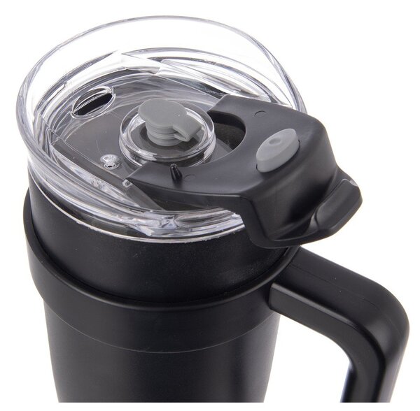 Черна термочаша със сламка 1,2 l Termo – Orion