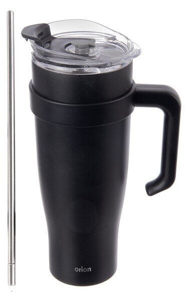 Черна термочаша със сламка 1,2 l Termo – Orion