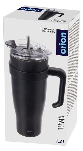 Черна термочаша със сламка 1,2 l Termo – Orion