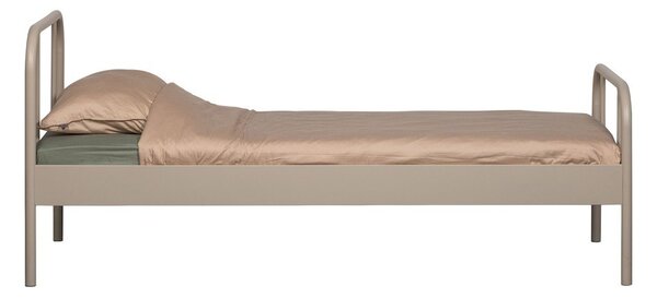 Бежово метално единично легло с включена подматрачна рамка 90x200 cm Mata – WOOOD
