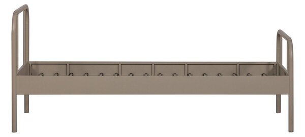 Бежово метално единично легло с включена подматрачна рамка 90x200 cm Mata – WOOOD
