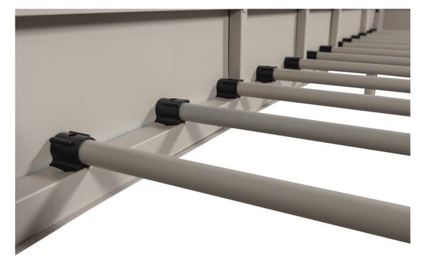 Бежово метално единично легло с включена подматрачна рамка 90x200 cm Mata – WOOOD