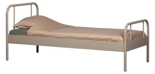Бежово метално единично легло с включена подматрачна рамка 90x200 cm Mata – WOOOD