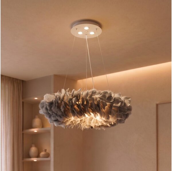 Brilagi - LED полилей на кабел FEATHER 3xE27/40W/230V + 3xLED/3W Ø 50 см сив