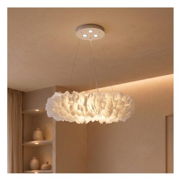 Brilagi - LED полилей на кабел FEATHER 3xE27/40W/230V + 3xLED/3W, Ø 50 cm, бял