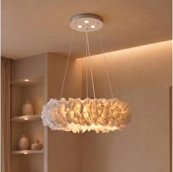Brilagi - LED полилей на кабел FEATHER 3xE27/40W/230V + 3xLED/3W Ø 40 см бял